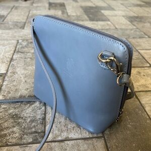 Elegant Gray-blue Italian Leather Crossbody Bag— made in Florence Italy